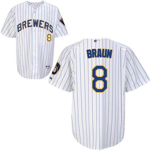 Ryan Braun #8 Youth Baseball Jersey-Milwaukee Brewers Authentic Alternate Home White MLB Jersey